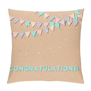 Personality  Flag Garland Pretty Celebration Card With Colorful Paper Flag Garland And Confetti Party Pillow Covers
