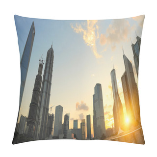 Personality  Lujiazui Finance & City Offices Buildings Sunset Landscape Pillow Covers
