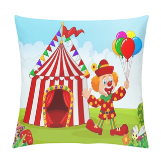 Personality  Circus Tent With Clown Holding Balloon In The Green Park Pillow Covers