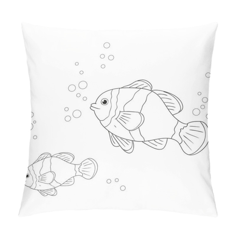 Personality  Marine fish vector characters. Fish outline for coloring book. pillow covers