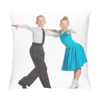 Personality  Sports Ballroom Dancing. Couple Of Dancers, Boy And Girl In Costumes For Ballroom Dancing. Isolat Pillow Covers