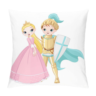 Personality  A Cartoon Illustration Of A Knight And A Princess Pillow Covers