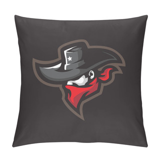 Personality  Sheriff Mascot Logo Design Vector With Modern Illustration Concept Style For Badge, Emblem And Tshirt Printing. Head Sheriff Illustration. Pillow Covers