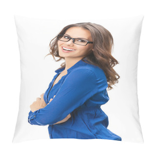Personality  Happy Smiling Business Woman, Over White Pillow Covers