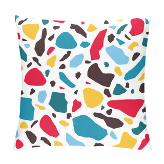 Personality  Terrazzo Montley Stones Seamless Pattern With Colored Rocks Fractions Vector Illustration Pillow Covers