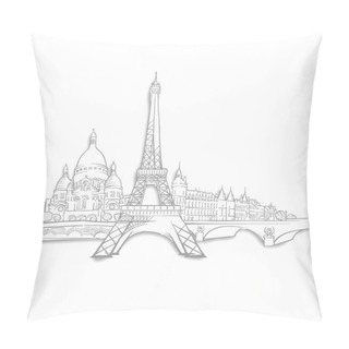 Personality  Paris Landmarks Sketches Pillow Covers