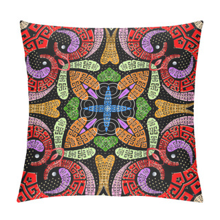 Personality  Colorful Greek Style Paisley Vector Seamless Pattern. Modern Flo Pillow Covers