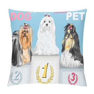 Personality  Vector Fashion Dog Champion On The Podium Pillow Covers