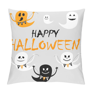 Personality  Happy Halloween. Cute Ghost With Buntings, Flags. Boo. Pillow Covers