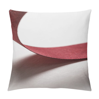 Personality  Close Up Of Shiny Silk Wavy Burgundy Ribbon On Grey Background Pillow Covers