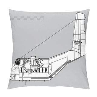 Personality  De Havilland Canada DHC-4, C-7 Caribou. Vector Drawing Of STOL Transport Aircraft. Image For Illustration And Infographics. Pillow Covers