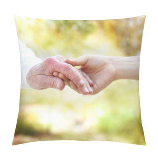 Personality  Holding Hands With Senior Pillow Covers