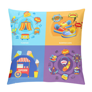 Personality  Amusement Park 4 Flat Icons Square Pillow Covers