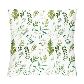 Personality  Watercolor Drawing Seamless Pattern Of Field Plants, Flowers And Herbs, Sketch Pillow Covers