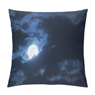 Personality  Dramatic Nighttime Clouds And Sky With Beautiful Full Blue Moon Pillow Covers