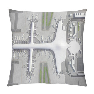 Personality  Shenzhen Bao'an International Airport - SZX - 3D Model Aerial Rendering Pillow Covers