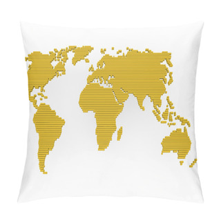 Personality  World Map Gold Yellow Pillow Covers