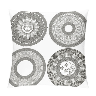 Personality  Set Of Decorative Frames And Rosettes With The Greek Meander Pillow Covers