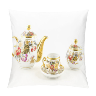 Personality  Porcelain Tea And Coffee Set With Flower Motif Pillow Covers