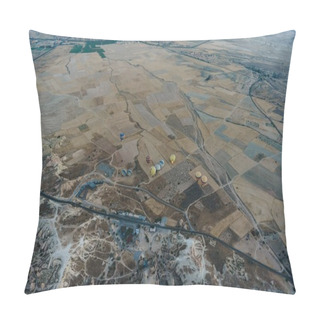 Personality  Aerial View Of Hot Air Balloons Festival In Goreme National Park, Fairy Chimneys, Cappadocia, Turkey Pillow Covers