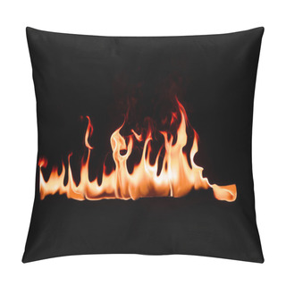 Personality  Close Up View Of Burning Flame On Black Backdrop Pillow Covers
