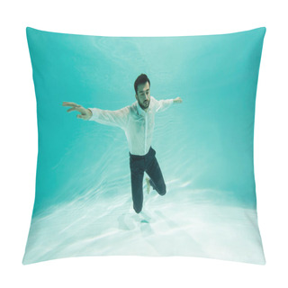 Personality  Muslim Businessman In Shirt Diving In Swimming Pool  Pillow Covers
