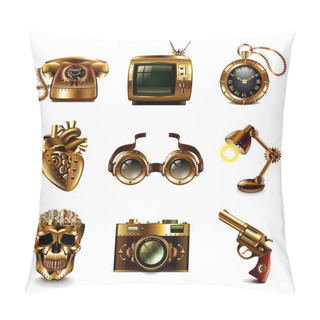 Personality  Steampunk Icons Vector Set Pillow Covers