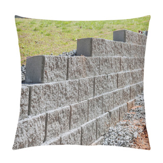 Personality  Retaining Wall Is Being Built As Part Of Construction New Home Near Property Where Wall Is To Be Built Pillow Covers