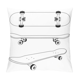 Personality  Classic Skateboard View From The Side, Bottom And At An Angle Pillow Covers