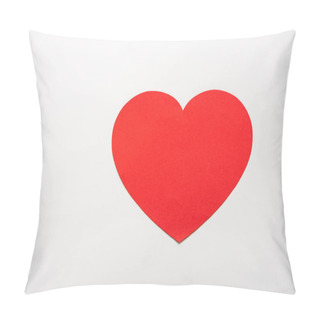 Personality  Top View Of Red Heart Shape Paper Cut Isolated On White  Pillow Covers