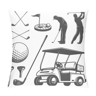 Personality  Set Of Vintage Golf Elements Pillow Covers