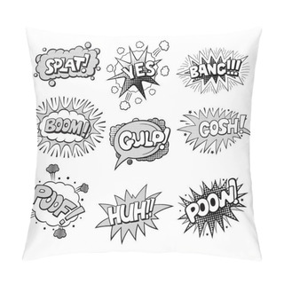 Personality  Set Of Pop Art Style Comic Exclamations. Comic Book Style Illustrations. Words In Speech Bubble Patch Badge. Vector Fashion Sticker, Pin, Patch In Cartoon 80s-90s Style Pillow Covers