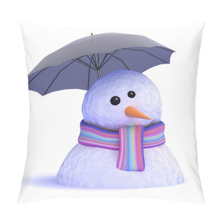 Personality  3d Melting Snowman Under Umbrella Pillow Covers