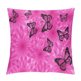 Personality  Romantic Vintage Butterflies Silhouettes And Pink Flowers Pillow Covers