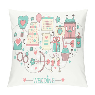Personality  Modern Graphic Flat Line Design Style Infographics Concept Of Wedding With Icons, For Website, Presentation And Poster. Pillow Covers