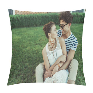 Personality  Young Smiling Couple Pillow Covers