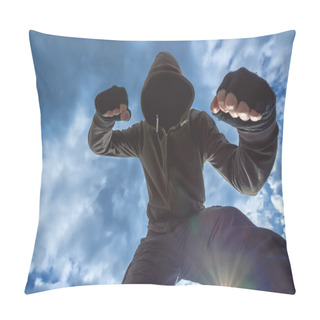 Personality  Violent Attack, Unrecognizable Male Criminal Kicking And Punchin Pillow Covers