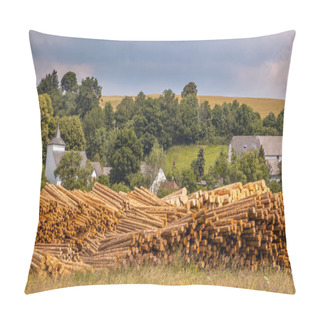 Personality  Stacks Of Wood Timber Trunks Panorama Pillow Covers