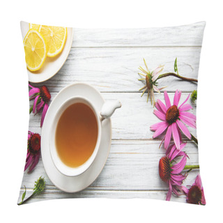 Personality  Echinacea Tea With Lemon And Fresh Flowers.  Pillow Covers