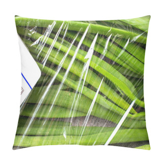 Personality  Packaging Of Fresh Green Onions With A Price Tag Pillow Covers