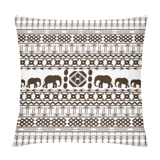 Personality  Traditional African Pattern With Elephants Silhouettes Pillow Covers