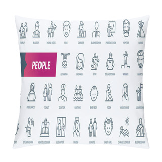 Personality  People -  Thin Line Web Icon Set. Outline Icons Collection. Simple Vector Illustration. Pillow Covers