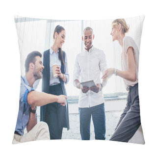 Personality  Young Business People With Digital Tablet Pillow Covers