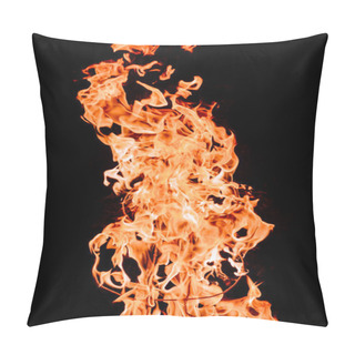 Personality  Close Up View Of Burning Dollar Sign Isolated On Black Pillow Covers