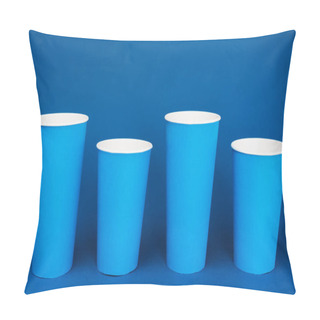 Personality  Colorful Paper Cups With Soda On Blue Background  Pillow Covers