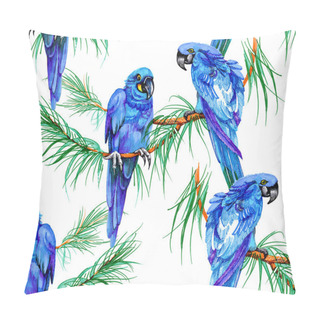 Personality  Blue Parrots On Branches Pillow Covers