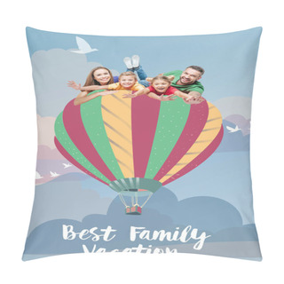 Personality  Family Flying On Air Balloon Pillow Covers