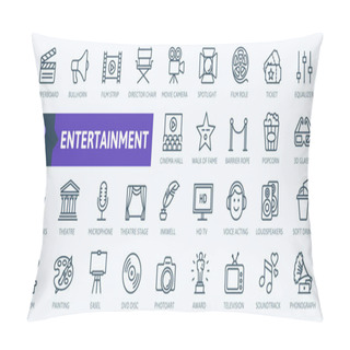 Personality  Entertainment - Outline Web Icon Collection, Vector, Thin Line Icons Collection Pillow Covers