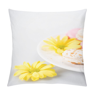 Personality  Macarons And Yellow Flowers Pillow Covers
