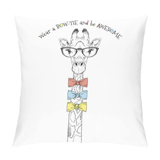 Personality  Giraffe With Many Bow Ties Pillow Covers